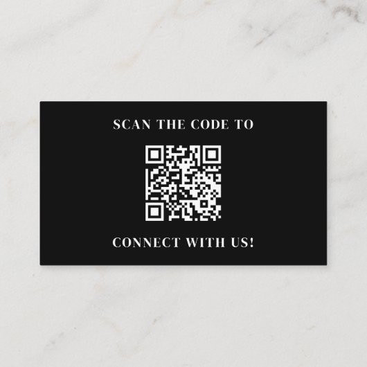 Professional Minimalist QR Code Logo Black Visitenkarte (Rückseite)