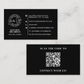 Professional Minimalist QR Code Logo Black Visitenkarte (Vorne/Hinten)