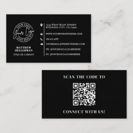 Professional Minimalist QR Code Logo Black Visitenkarte