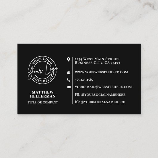 Professional Minimalist QR Code Logo Black Visitenkarte (Vorderseite)