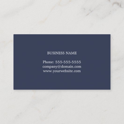 Professional Minimum Dark Blue White Consultant Visitenkarte (Rückseite)