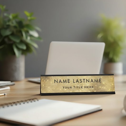 Professional Modern Black and Gold Office Schreibtischnamensplakette