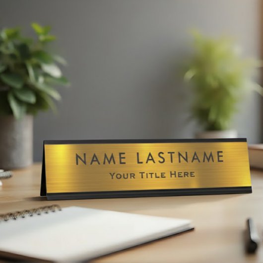Professional Modern Black and Gold Office Schreibtischnamensplakette