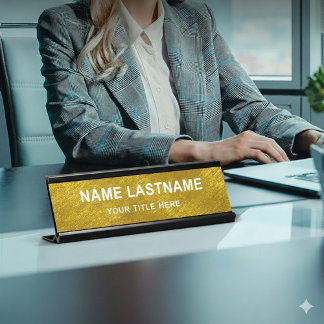 Professional Modern Black and Gold Office Schreibtischnamensplakette