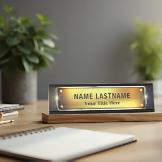 Professional Modern Black and Gold Office Schreibtischnamensplakette