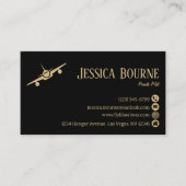 Professional Modern Black Gold Aviation Pilot Visitenkarte (Vorderseite)