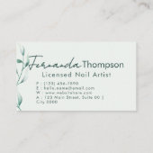 Professional Modern Botanical Nail Art Watercolor Visitenkarte (Rückseite)