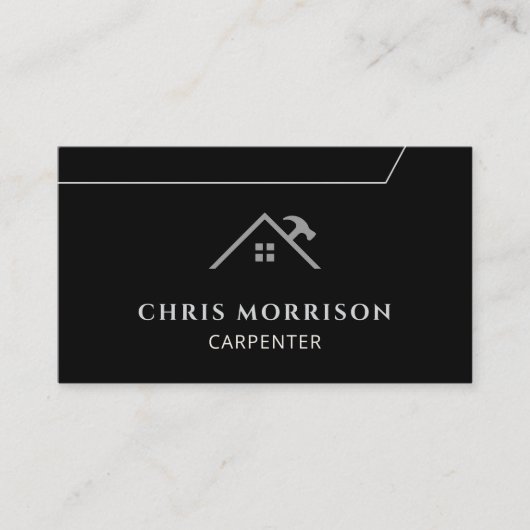 Professional Modern Carpenter Carpentry Black  Visitenkarte (Vorderseite)