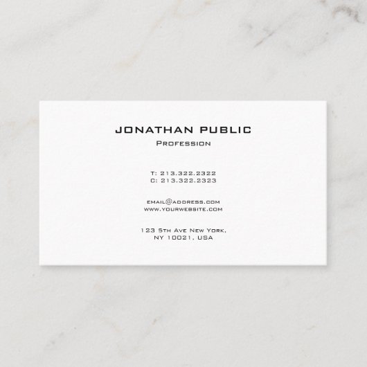 Professional Modern Elegant Minimalist Template Visitenkarte (Vorderseite)