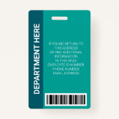 Professional Modern Geometric Teal Stripes Staff Ausweis (Rückseite)