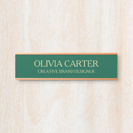 Professional Modern green Gold Office Name Title Türschild