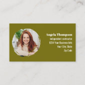 Professional Modern Green Photo QR Code Visitenkarte (Vorderseite)