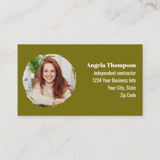 Professional Modern Green Photo QR Code Visitenkarte (Vorderseite)