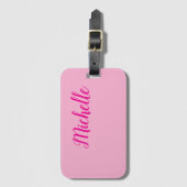Professional modern handwriting name pink white gepäckanhänger (Vorderseite Vertikal)