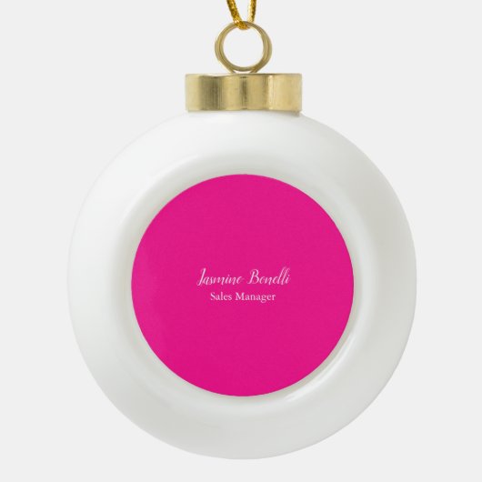 Professional Modern Minimalist Deep Pink Keramik Kugel-Ornament (Vorderseite)