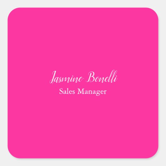 Professional Modern Minimalist Deep Pink Quadratischer Aufkleber (Vorderseite)