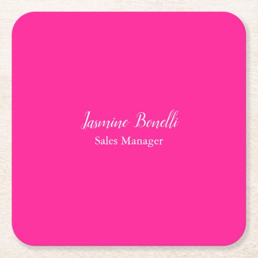 Professional Modern Minimalist Deep Pink Rechteckiger Pappuntersetzer (Vorderseite)