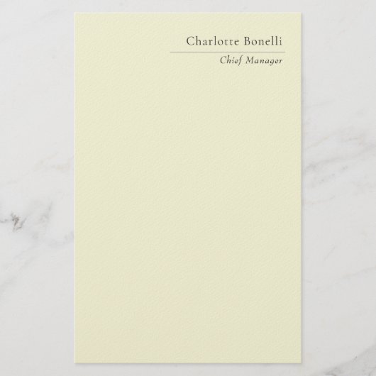 Professional Modern Minimalist Plain Beige Color Briefpapier (Vorderseite)