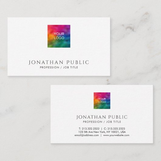 Professional Modern Minimalist Upload Your Logo to Visitenkarte (Vorne/Hinten)