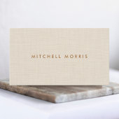 Professional Modern Minimalistic Beige Linen Look Visitenkarte
