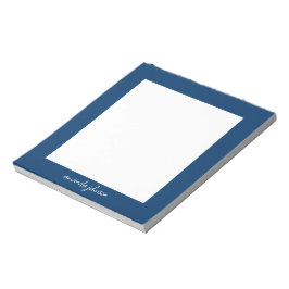 Professional Modern Navy Blue Monogram Full Name Notizblock