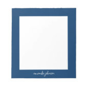 Professional Modern Navy Blue Monogram Full Name Notizblock (Vorderseite)
