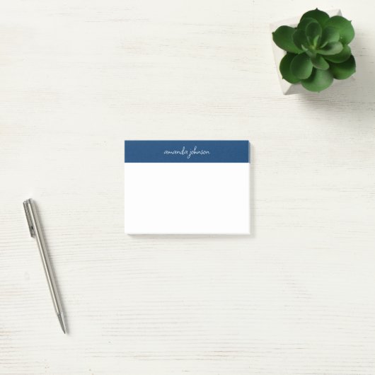 Professional Modern Navy Blue Monogram Full Name Post-it Klebezettel (Büro)