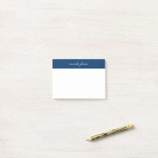 Professional Modern Navy Blue Monogram Full Name Post-it Klebezettel (Auf Schreibtisch)