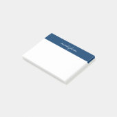 Professional Modern Navy Blue Monogram Full Name Post-it Klebezettel (angewinkelt)
