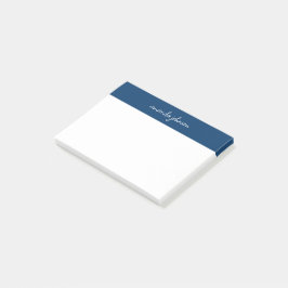 Professional Modern Navy Blue Monogram Full Name Post-it Klebezettel