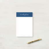 Professional Modern Navy Blue Monogram Full Name Post-it Klebezettel (Auf Schreibtisch)