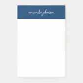 Professional Modern Navy Blue Monogram Full Name Post-it Klebezettel (Vorderseite)
