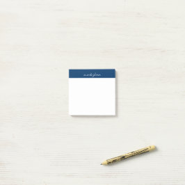Professional Modern Navy Blue Monogram Full Name Post-it Klebezettel