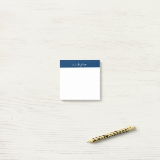 Professional Modern Navy Blue Monogram Full Name Post-it Klebezettel (Auf Schreibtisch)