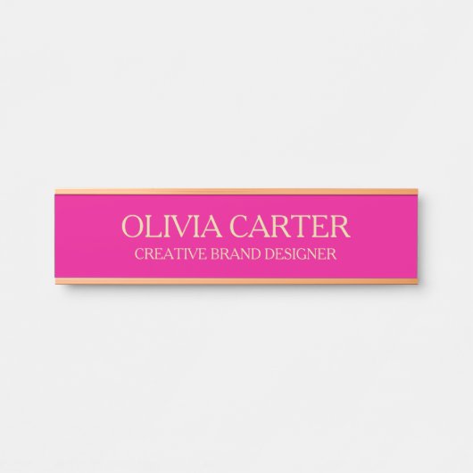 Professional Modern pink Gold Office Name Title Türschild (Vorderseite )