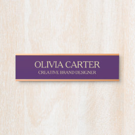 Professional Modern purple Gold Office Name Title Türschild
