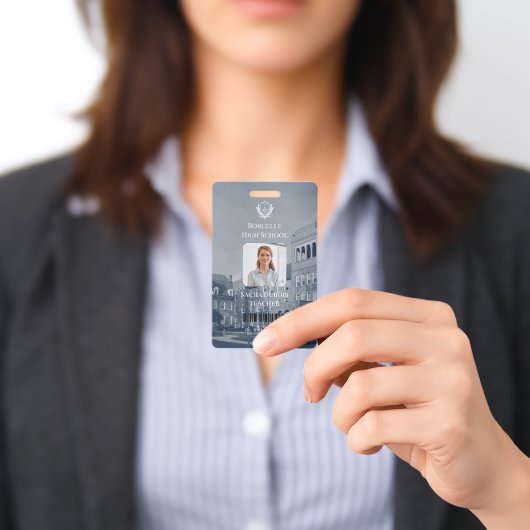 Professional Modern Teacher Photo ID Badge Ausweis (Präsentiert)