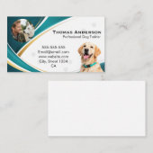 Professional Modern Teal & Gold Dog Trainer Custom Visitenkarte (Vorne/Hinten)