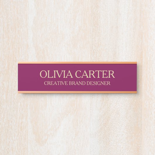 Professional Modern wine Gold Office Name Title Türschild (Vorderseite )