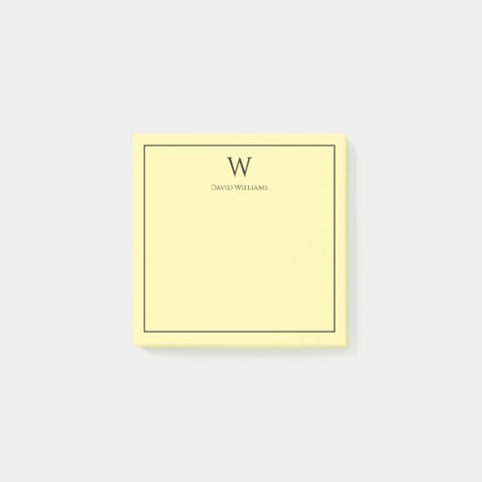Professional Monogram Classic Pale Yellow Post-it Klebezettel (Vorderseite)