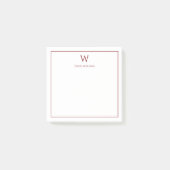 Professional Monogram Classic Red Border Post-it Klebezettel (Vorderseite)