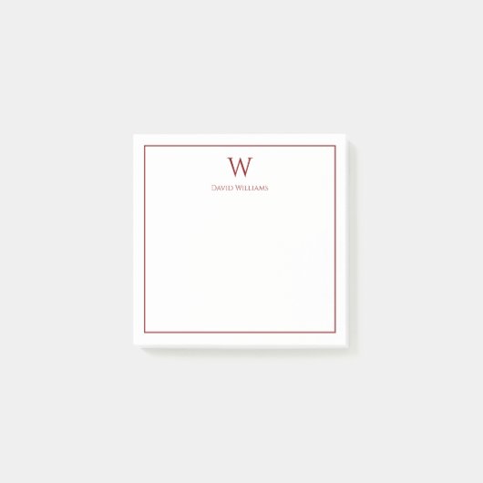 Professional Monogram Classic Red Border Post-it Klebezettel (Vorderseite)