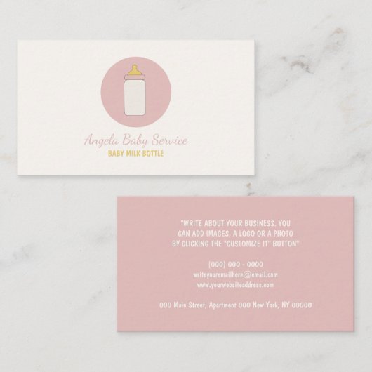 Professional Nanny Milk Bottle Visitenkarte (Vorne/Hinten)