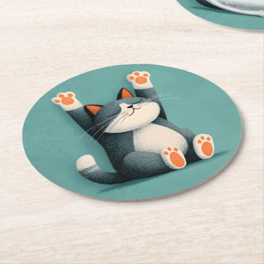 Professional Nap Taker Funny Sleeping Cat Runder Pappuntersetzer (Angewinkelt)