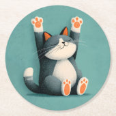 Professional Nap Taker Funny Sleeping Cat Runder Pappuntersetzer (Vorderseite)