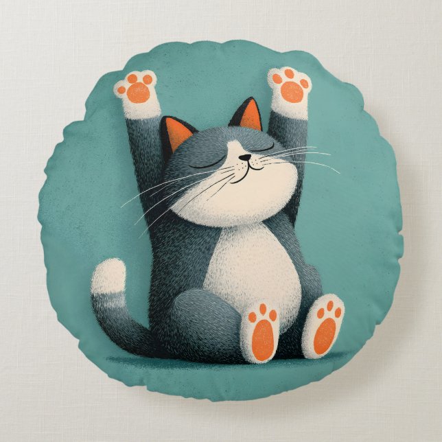 Professional Nap Taker Funny Sleeping Cat Rundes Kissen (Vorderseite)