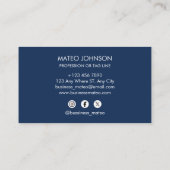Professional Navi Blue Add your Logo Visitenkarte (Rückseite)