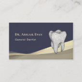 Professional Navy Blue Gold 3D Tooth Icon Dentist Visitenkarte (Vorderseite)