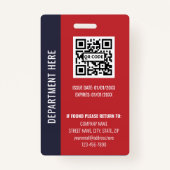 Professional Navy Blue Red Custom Employee ID Ausweis (Rückseite)
