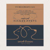 Professional Navy & Brown Pet Visitenkarten (Außenseite Aufgefaltet)